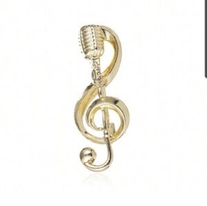 Gold Music Note Microphone Pin